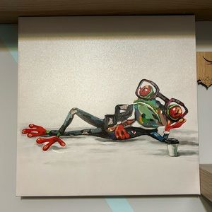Tired funny frog painting